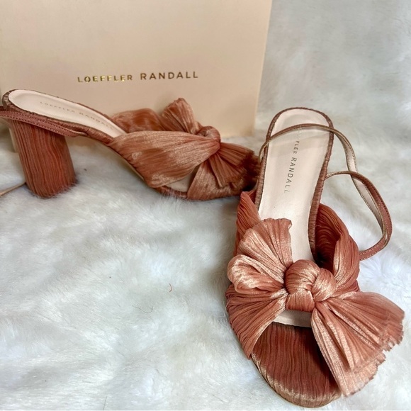 Loeffler Randall light pink sling back shoes camellia sandals chunky heels - Picture 10 of 13